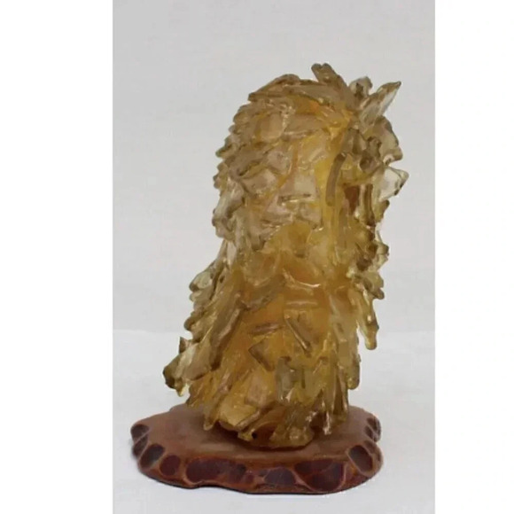 Vintage MCM Retro Gold Yellow Resin Owl Figurine Decor RARE - Picture 2 of 5